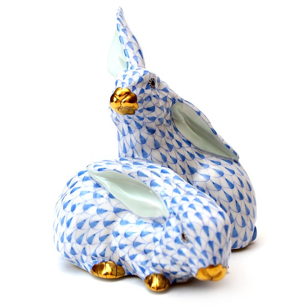 Blue Ceramic Rabbits