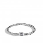 WOMEN's Classic Chain Silver Extra Small Bracelet with Pusher Clasp with Mixed Grey Sapphire