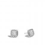 John Hardy Sterling Silver Classic Chain Stud Earrings With Diamonds, 9.5X9.5Mm Earrings With Diamonds Weighing 0.21 Carat Total Weight