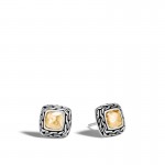 CLASSIC CHAIN HAMMERED GOLD AND SILVER HERITAGE STUD EARRINGS