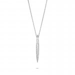 Classic Chain Hammered Silver Spear Pendant on 2mm Mini Rolo Chain Necklace-40 Adjustable