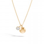 Dot Hammered Pendant Necklace with Diamonds