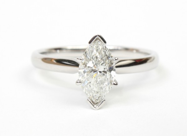 14K White Gold 1.00Ct Marquise Solitaire Engagement Ring