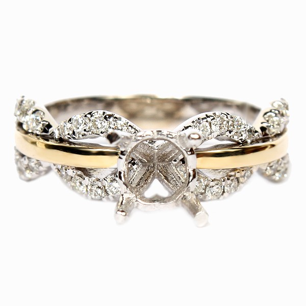 14K White And Yellow Gold Open Motif Semi-Mount Engagement Ring