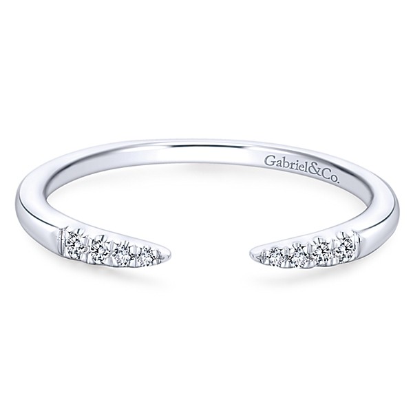 14K WHITE GOLD .05CTW DIAMOND TIPPED STACKABLE RING