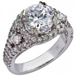 14K White Gold Halo Diamond Semi-Mount Engagement Ring
