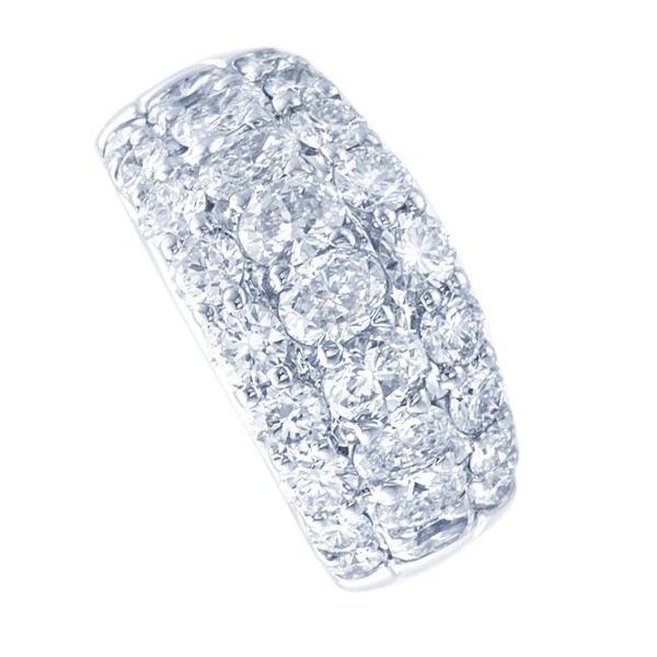 Platinum Round  and Oval Wide Diamond Band