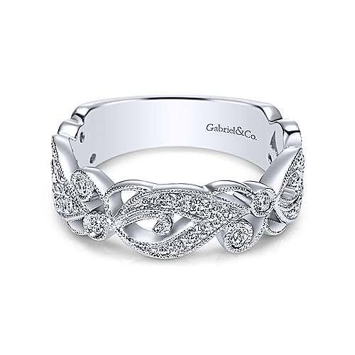 14K White Gold 0.31Ctw Diamond Stackable Band