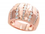14K Rose Gold Wide Abstract Vertical Channel Diamond Band