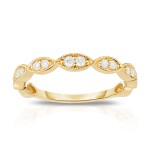 14K Yellow Gold Diamond Stackable Band with Oval Shapes