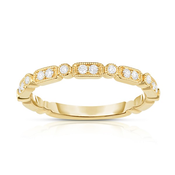 14K Yellow Gold Diamond Stackable Band With Alternating Shapes