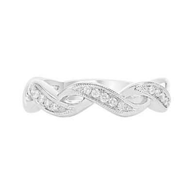 14K White Gold 0.15 Ctw  Diamond Stackable Band
