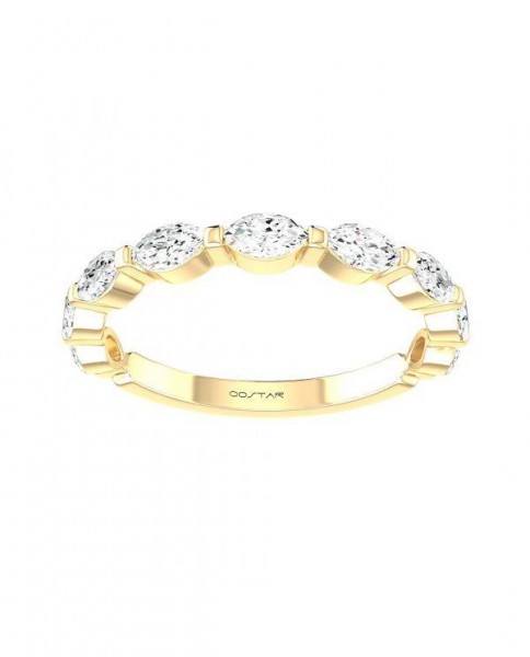 14K Yellow Gold .50Ctw Marquise Diamond Stackable Band
