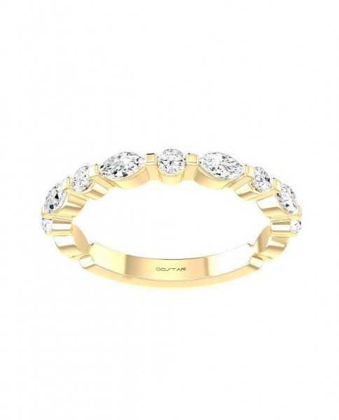 14K YELLOW GOLD .50CTW MARQISE AND ROUND DIAMOND STACKABLE BAND