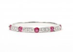 14K WHITE GOLD .03CTW DIAMOND 1/5CTW RUBY STACKABLE