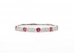 14K WHITE GOLD .03CTW DIAMOND 1/5CTW RUBY STACKABLE BAND