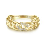 14K Yellow Gold .05Ctw Chain Link Pave Band