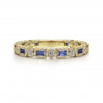 14K YELLOW GOLD DIAMOND & SAPPHIRE STACKABLE RING