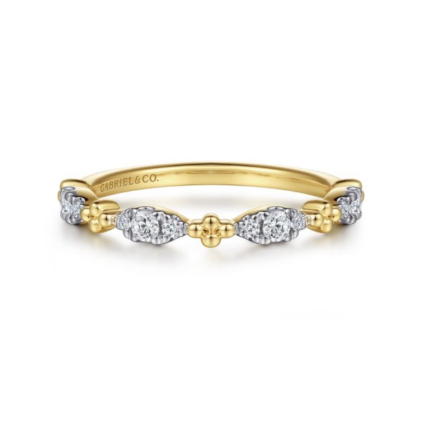 14K YELLOW GOLD DIAMOND MARQUIS SHAPE STACKABLE BAND