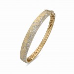 14K Yellow Gold Satin Bangle Bracelet With Confetti Diamonds