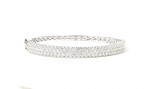 14K White Gold 5.24Ctw Three Row Diamond Bangle Bracelet