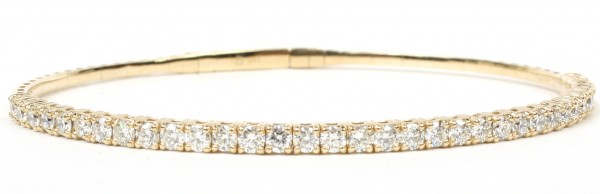 14K Yellow Gold Flexible Diamond Bangle Bracelet 1.90ctw