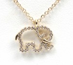 14K Yellow Gold .09Ctw Diamond Elephant Necklace