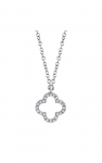 14K White And Yellow Gold Diamond Clover Necklace