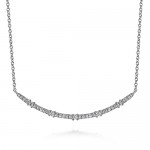 14K WHITE GOLD DIAMOND CURVED BAR NECKLACE