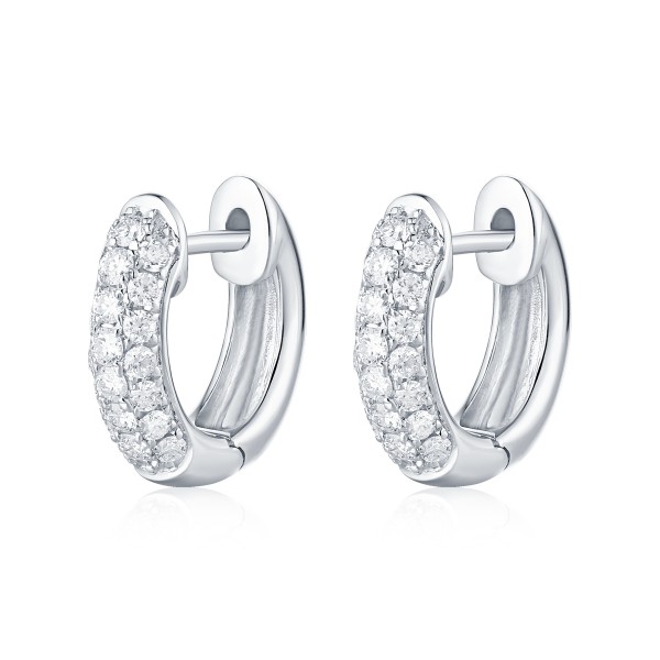 14K White Gold 0.72 Cte Diamond Hoop Earrings