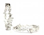 14K WHITE GOLD FANCY DIAMOND EARRINGS WITH BAGUETTES AND ROUND DIAMONDS