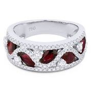 14K White Gold .94Ctw Diamond  And 1.26Ctw Ruby Ring