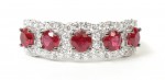 14K WHITE GOLD .49CTW DIAMOND AND .97CTW RUBY 5 STONE RING