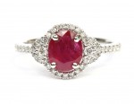 14K WHITE GOLD RUBY WITH DIAMOND HALO RING
