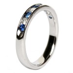 14K White Gold Sapphire and Diamond Channel Set Band