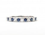 14K WHITE GOLD .20CTW DIAMOND AND  .33CTW SAPPHIRE BAND