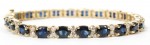 14K Yellow Gold 1.17Ctw Diamond And 11.36Ctw Sapphire Tennis Bracelet