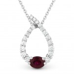 14K WHITE GOLD .26CTW DIAMOND AND .30CT RUBY OPEN PENDANT