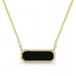 14K YELLOW GOLD ONYX AND DIAMOND BAR NECKLACE