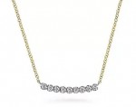 14K WHITE AND YELLOW GOLD WHITE SAPPHIRE BAR NECKLACE