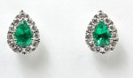 18K White Gold 3/4Ctw Diamond 1.18Ctw Emerald Earrings