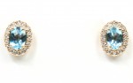 14K YELLOW GOLD OVAL BLUE TOPAZ WITH DIAMOND HALO EARRINGS
