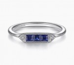 14K WHITE GOLD DIAMOND AND SAPPHIRE STACKABLE BAND