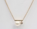 14K YELLOW GOLD DIAMOND WITH FRESHWATER PEARL NECKLACE