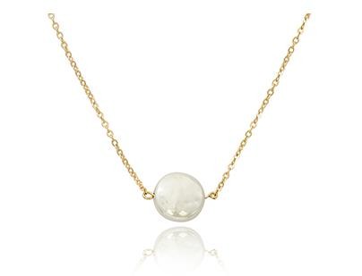 14K YELLOW GOLD COIN PEARL NECKLACE