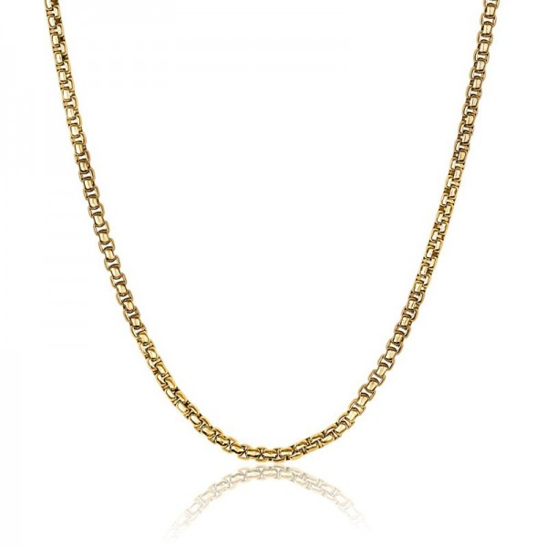 GOLD ION PLATED STAINLESS STEEL ROUND BOX CHAIN 20 INCHES