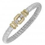 6mm Wide Vahan Sterling Silver and 14K Yellow Gold Diamond Bangle Bracelet