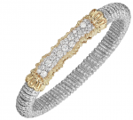 VAHAN STERLING SILVER AND 14K GOLD  1.33CTW DIAMOND 8MM CLOSED BRACELET