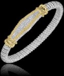 14K Sterling Silver .27Ctw Diamond Closed Bangle Bracelet 6Mm