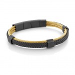 STAINLESS STEEL BLACK AND GOLD CABLE  BRACELET